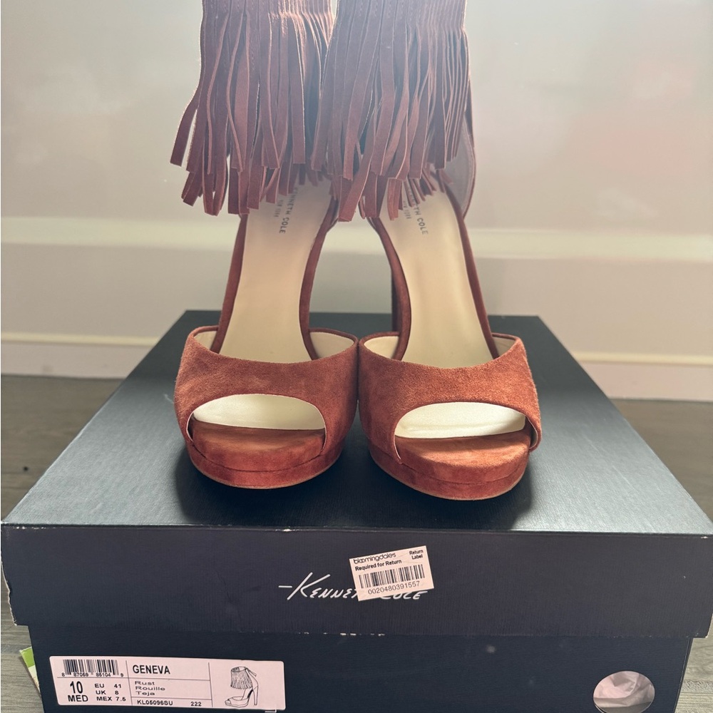 Kenneth Cole New York Geneva Rusty Brown Open-Toe Heels